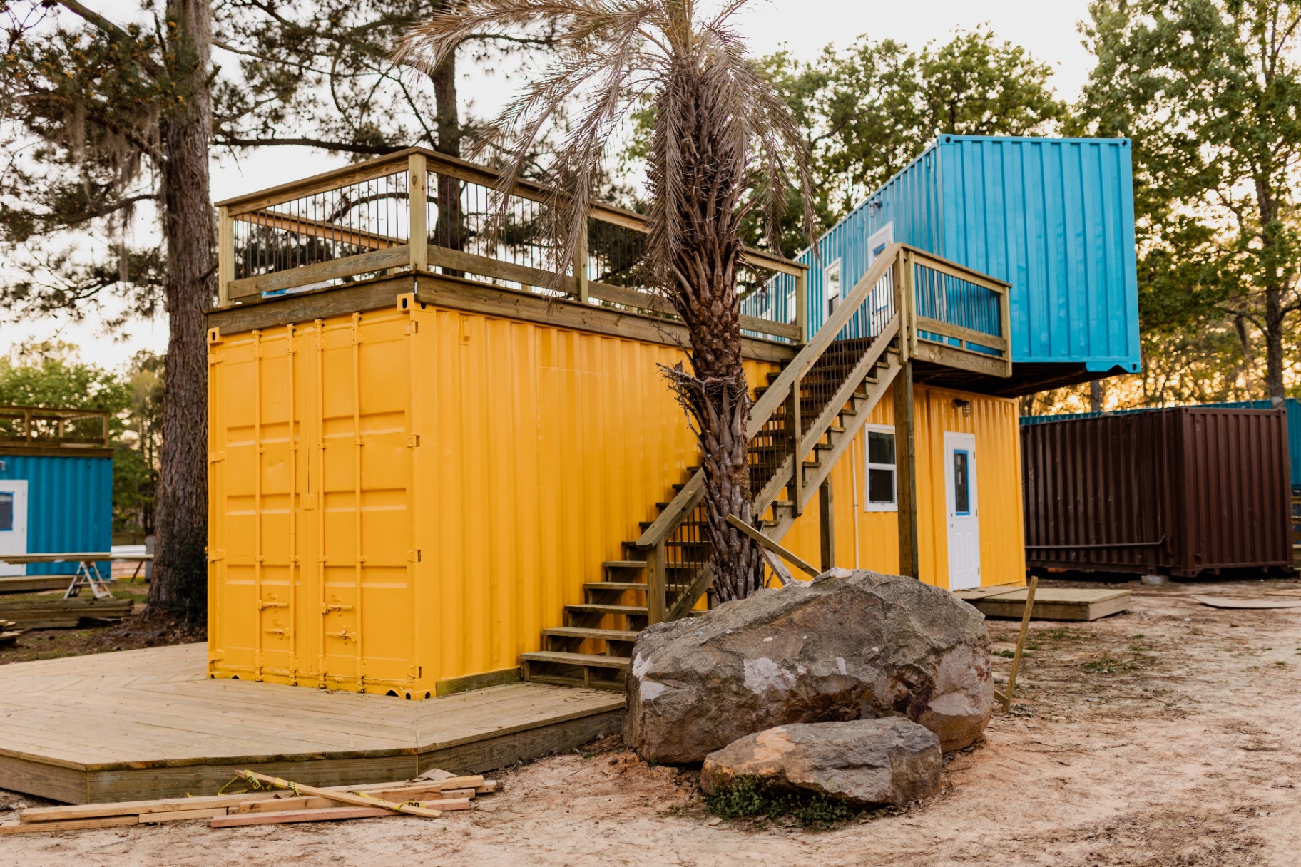 Yellow cabin stair view