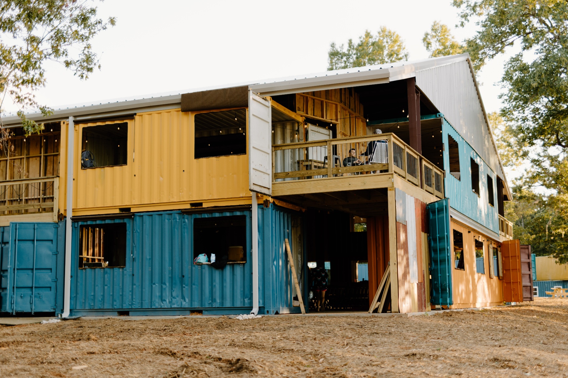 Two-story container lodge