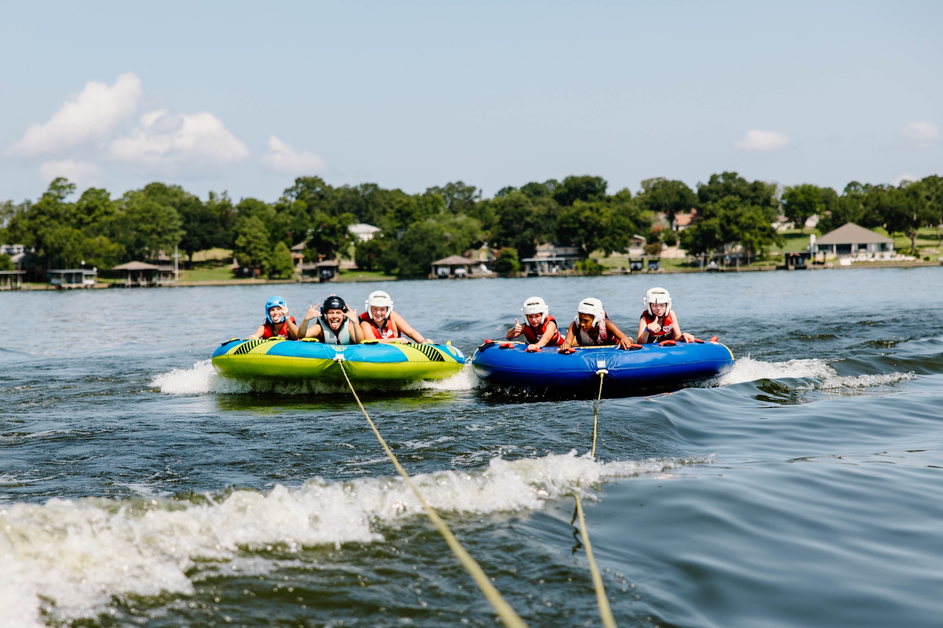 Tubing behind the boat