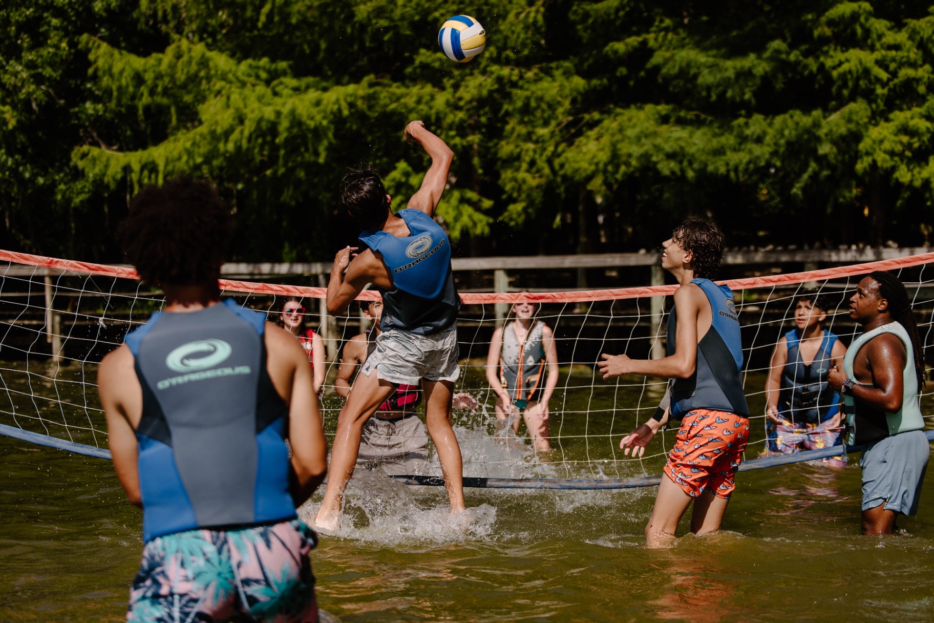 Water volleyball action